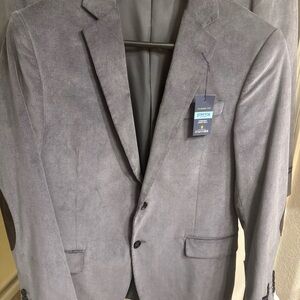46 L Stafford Blazer Classic Fit Sport Coat Jacket Corduroy Gray NEW Patch $160